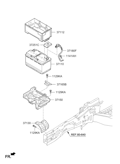 2020 Kia Sorento Stay Battery-Upper Diagram for 37130C5000