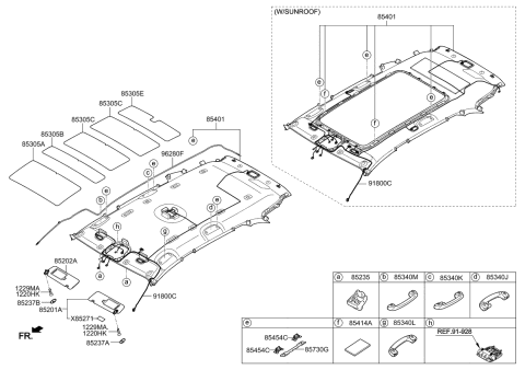 2020 Kia Sorento Pad-Roof NO2 Diagram for 85306C5000