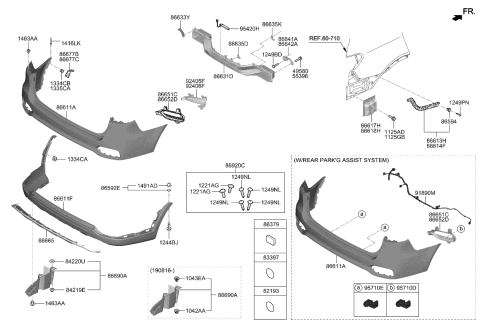 2020 Kia Sorento Ultrasonic Sensor As Diagram for 95720C6510KDG