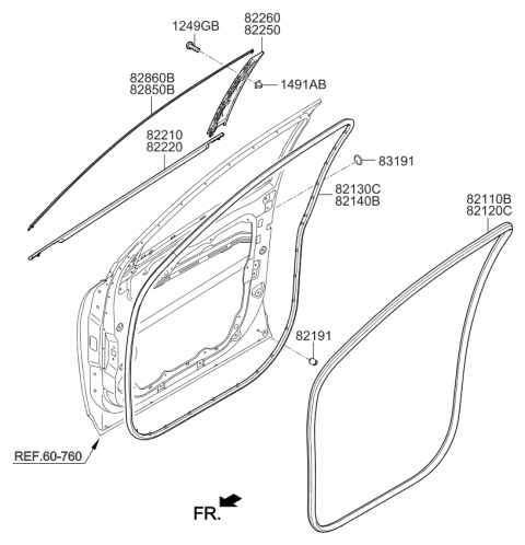 2020 Kia Sorento Moulding-Front Door Diagram