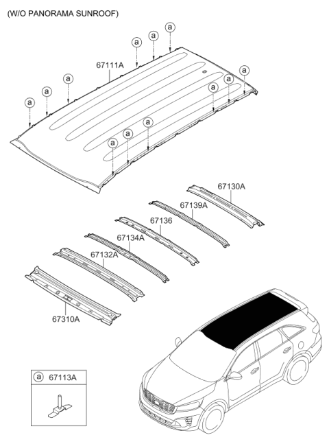 2020 Kia Sorento Roof Panel Diagram 1