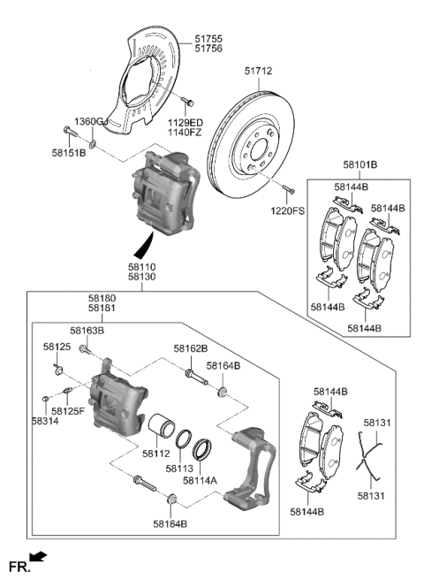 2020 Kia Sorento Brake-Front Wheel Diagram