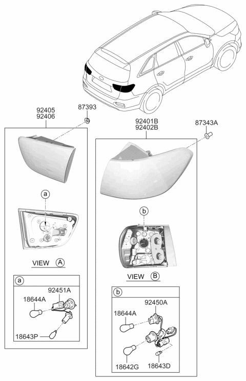 2019 Kia Sorento Lamp Assembly-Rear Combination Diagram for 92402C6600