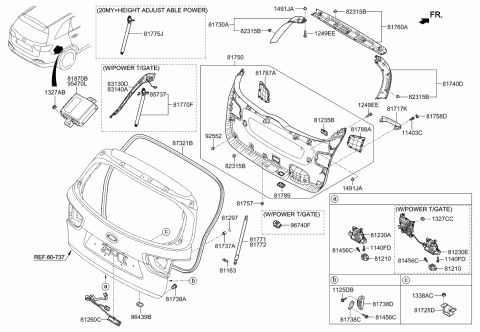 2020 Kia Sorento Clip-Rear GARNISH Mounting Diagram for 9255236000