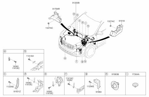 2019 Kia Sorento Wiring Assembly-Front Diagram for 91250C6040