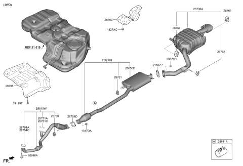 2019 Kia Sorento Muffler & Exhaust Pipe Diagram 4