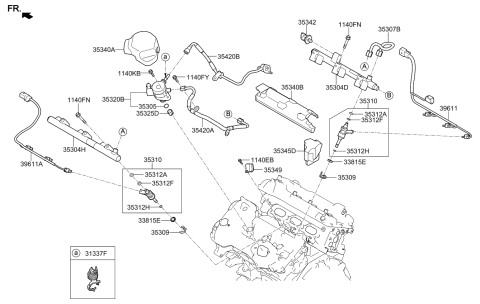 2019 Kia Sorento Clip-Fuel Injector Diagram for 353092E610