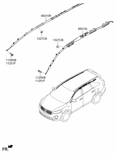 2020 Kia Sorento Curtain Air Bag Module, Right Diagram for 85020C6500