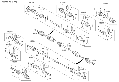 2020 Kia Sorento Boot Kit-Front Axle Differential Diagram for 49583C5230
