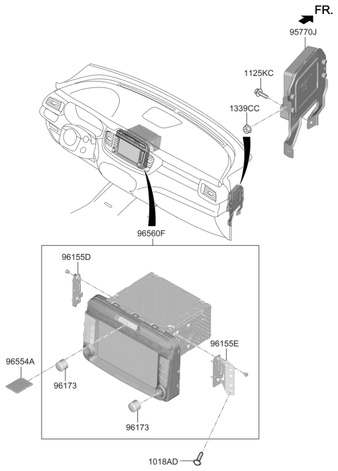 2019 Kia Sorento Bracket-Set Mounting,RH Diagram for 96176C5KA0