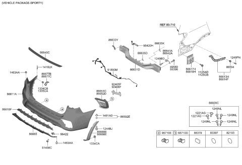 2020 Kia Sorento Moulding-Rear Bumper Diagram for 86685C6800