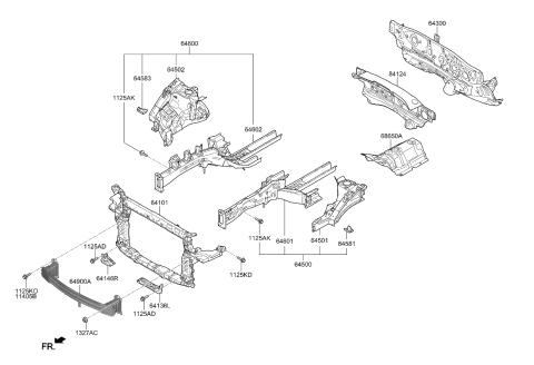 2019 Kia Sorento Beam Complete-Front Bumper Diagram for 64900C6510