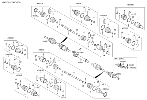 2020 Kia Sorento Shaft Assembly-Drive,RH Diagram for 49501C5280