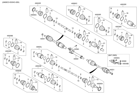 2020 Kia Sorento Shaft Assembly-Drive,RH Diagram for 49501C5480