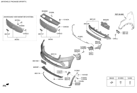 2020 Kia Sorento Grille-Front Fog,RH Diagram for 86526C6510