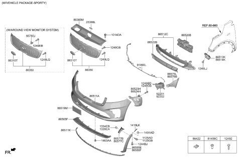 2020 Kia Sorento Front Bumper Cover Diagram for 86510C6810