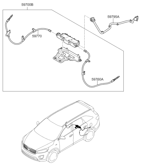 2020 Kia Sorento Parking Brake Assembly-E Diagram for 59700C5620