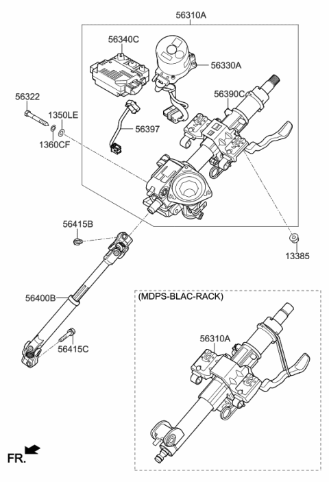 2020 Kia Sorento Column & Housing Ass Diagram for 56390C5050