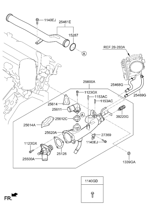 2020 Kia Sorento Coolant Pipe & Hose Diagram 2