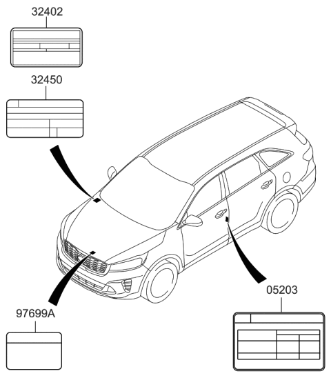 2020 Kia Sorento Label-Refrigerant Diagram for 97699C6200