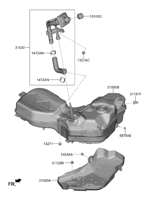 2020 Kia Sorento Filler Neck Complete Diagram for 31530C6900