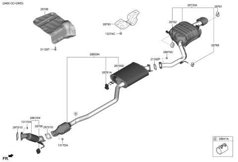 2019 Kia Sorento Rear Muffler Assembly Diagram for 28710C6410