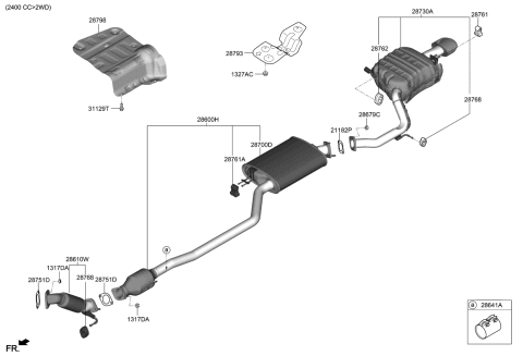 2020 Kia Sorento Muffler & Exhaust Pipe Diagram 1