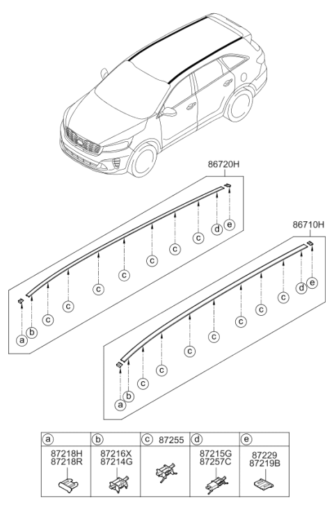 2020 Kia Sorento Roof Garnish & Rear Spoiler Diagram 1