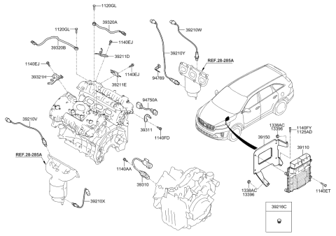 2020 Kia Sorento Engine Ecm Control Module Diagram for 391013LMN3