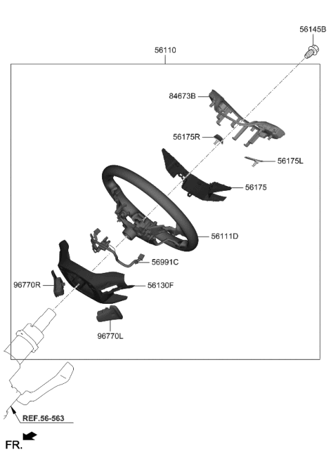 2020 Kia Sorento Steering Wheel Assembly Diagram for 56100C6CB0