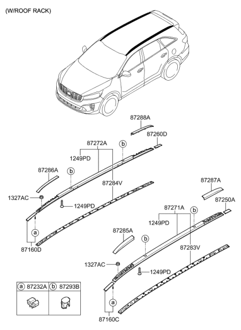 2019 Kia Sorento Roof Garnish & Rear Spoiler Diagram 2