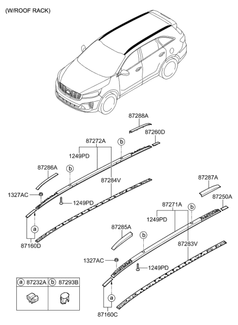 2020 Kia Sorento Roof Garnish & Rear Spoiler Diagram 2