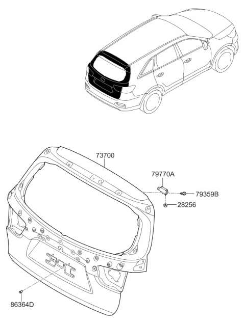 2019 Kia Sorento Tail Gate Diagram