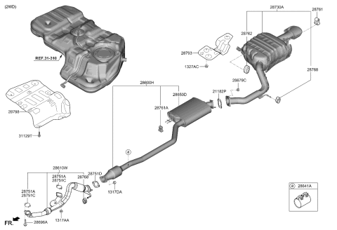 2019 Kia Sorento Center Muffler Complete Diagram for 28600C6210