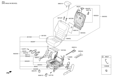 2019 Kia Sorento Garnish-Rear Seat Back Diagram for 89344C6000WK