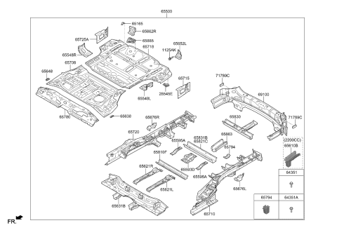 2019 Kia Sorento Reinforcement-Rear Floor WHEEL/H Diagram for 65538C5000