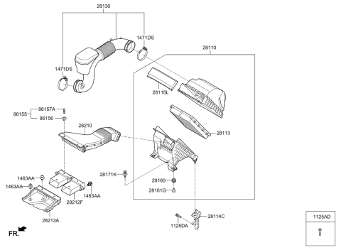 2020 Kia Sorento Air Cleaner Assembly Diagram for 28110C6150