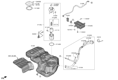 2019 Kia Sorento Fuel Tank Assembly Diagram for 31150C6700