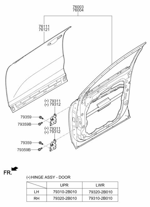 2020 Kia Sorento Hinge Assembly-Front Door Diagram for 793202B010