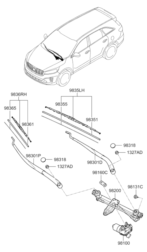 2020 Kia Sorento Windshield Wiper Diagram