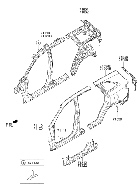 2019 Kia Sorento PANEL ASSY-PILLAR OU Diagram for 71110C6A05