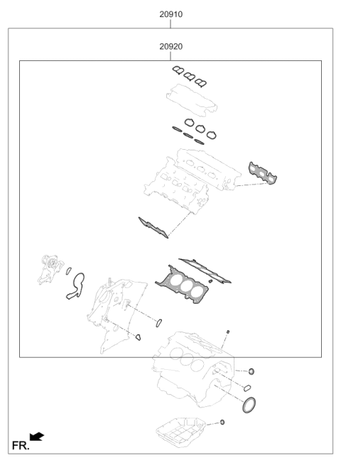 2019 Kia Sorento Engine Gasket Kit Diagram 2