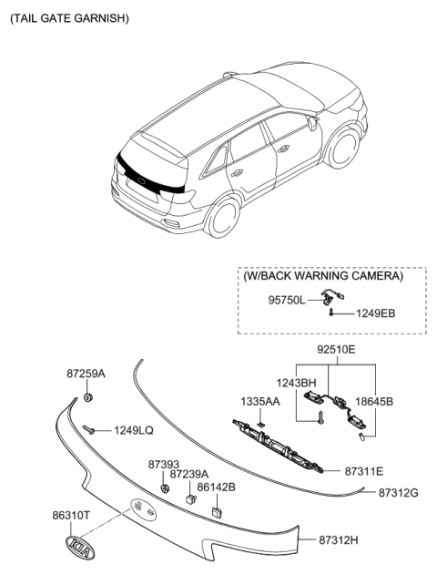 2019 Kia Sorento Camera Assembly-Back Vie Diagram for 99240C6501