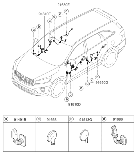 2019 Kia Sorento Pac U Diagram for 91655C6021