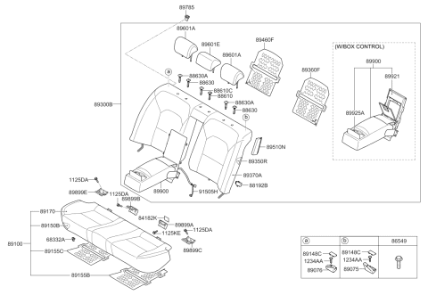 2015 Kia Cadenza Rear Seat Back Armrest Assembly Diagram for 899003R710GXT