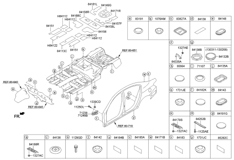 2013 Kia Cadenza DEFLECTOR-Center Floor Rear Diagram for 841783R000