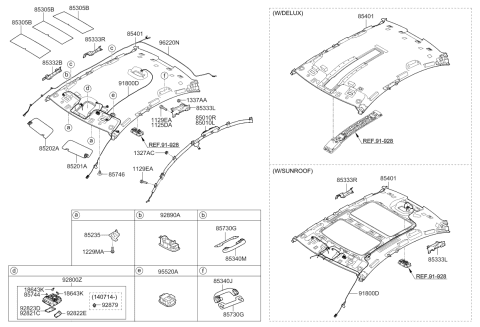 2014 Kia Cadenza Sunvisor & Head Lining Diagram