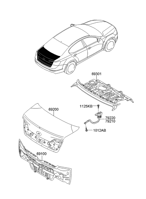2016 Kia Cadenza Trunk Lid & Back Panel Diagram