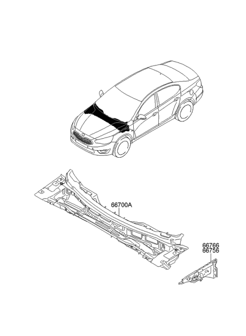 2013 Kia Cadenza Front Deck Assembly Diagram for 667003R050