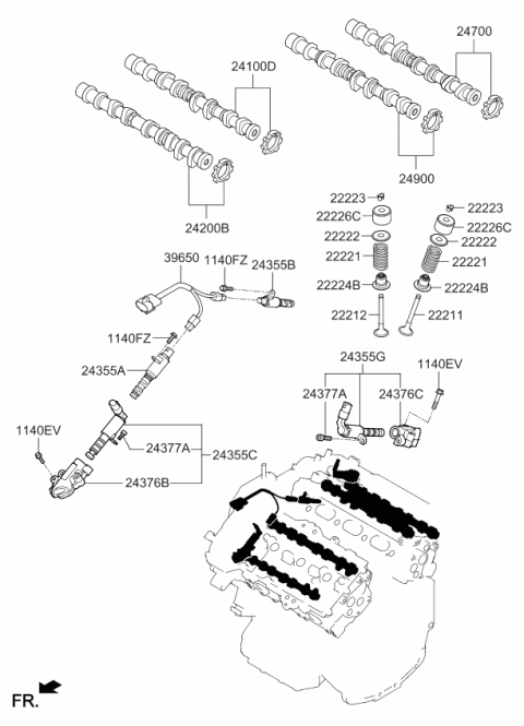 2015 Kia Cadenza Camshaft & Valve Diagram 2